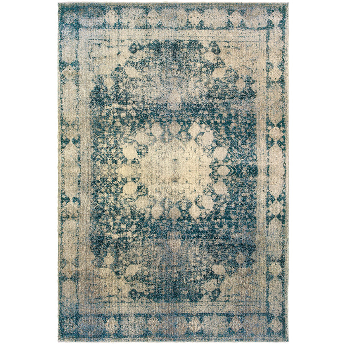 Oriental Weavers - Empire Ivory/ Blue Area Rug - 4445S - GreatFurnitureDeal
