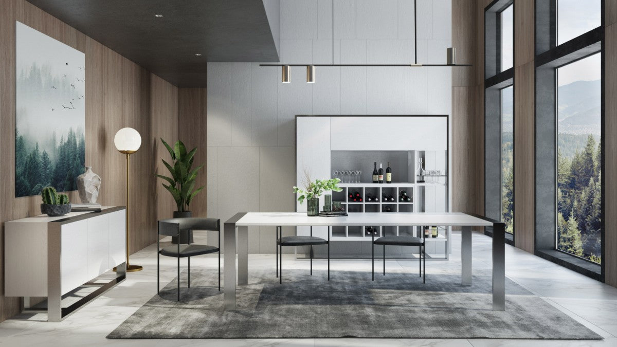 VIG Furniture - Modrest Fauna - Modern White High Gloss & Stainless Steel Chrome Dining Table - VGBBBN-2T-WHT-DT
