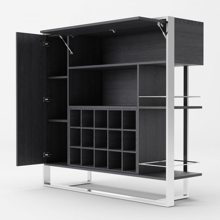 VIG Furniture - Modrest Fauna - Elm Grey & Stainless Steel Wine Cabinet - VGBBBN-2W-CAB