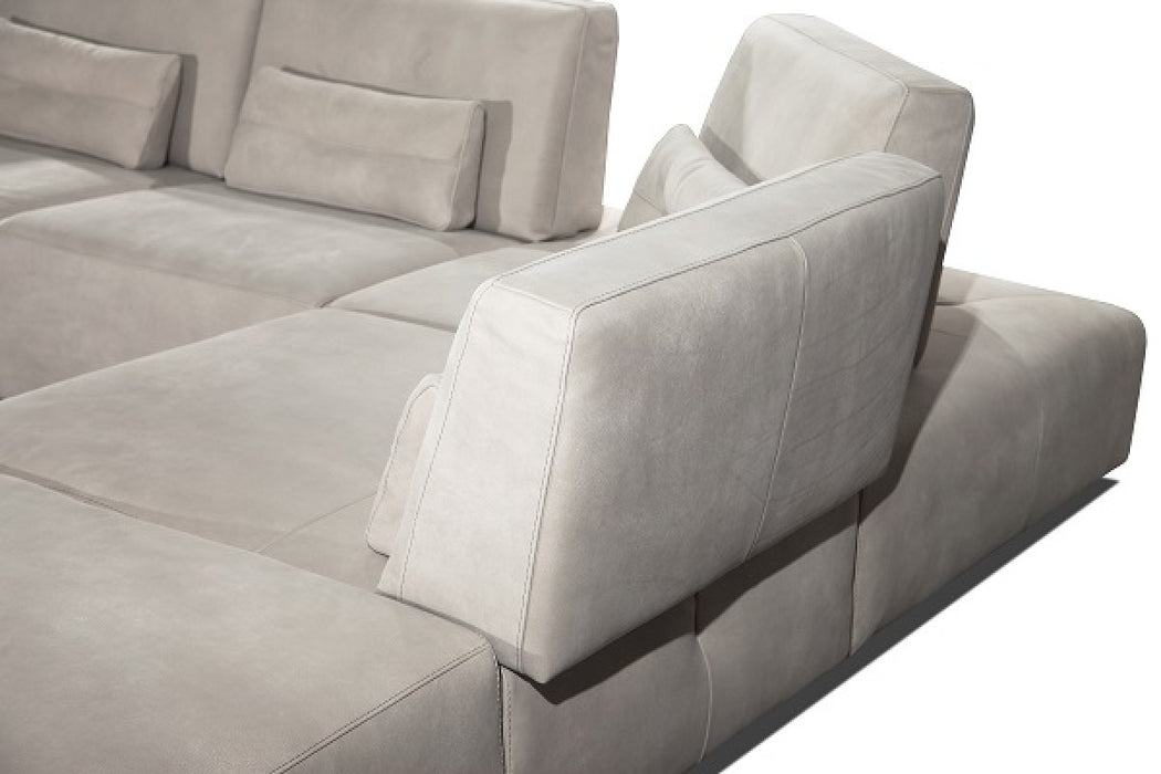 VIG Furniture - Coronelli Collezioni Hollywood - Italian Light Grey Leather RAF Chaise Sectional Sofa - VGCC-HOLLYWOOD-GREY-RAF-SECT