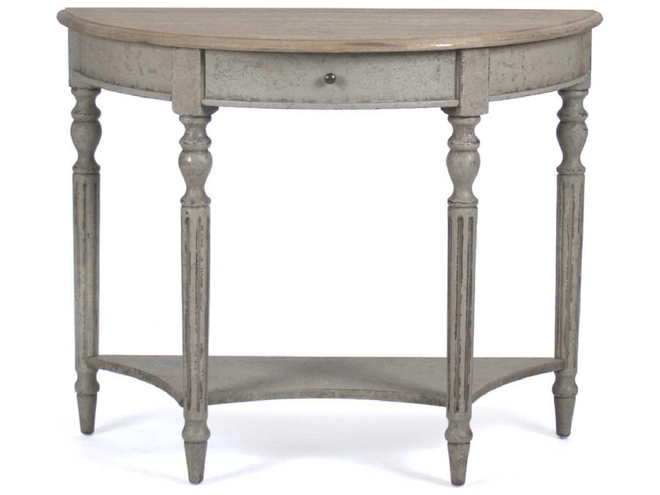 Zentique - Reclaimed / Faux Olive Green 39'' Wide Demilune Console Table - T136 E255-3 432 - GreatFurnitureDeal