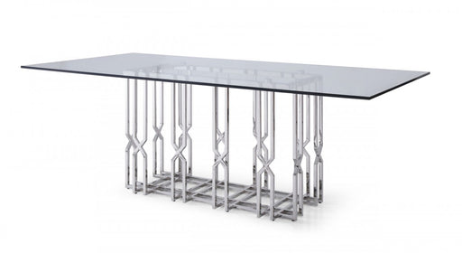 VIG Furniture - Modrest Ericson - Modern Glass & Stainless Steel Dining Table - VGVCT1980-22-GRY-DT - GreatFurnitureDeal