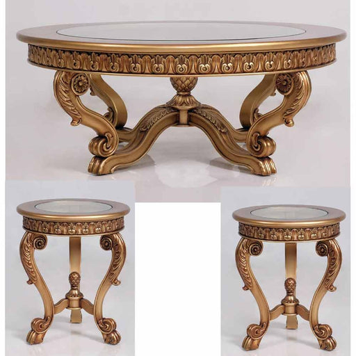 European Furniture - Carlotta 3 Piece Luxury Occasional Table Set in Golden Bronze - 41951-ET-CT