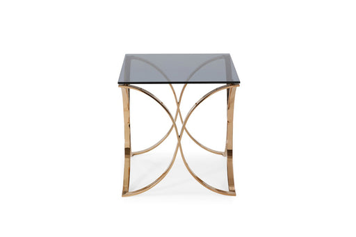 VIG Furniture - Modrest Reklaw Modern Smoked Glass & Rosegold End Table - VGVCET836 - GreatFurnitureDeal