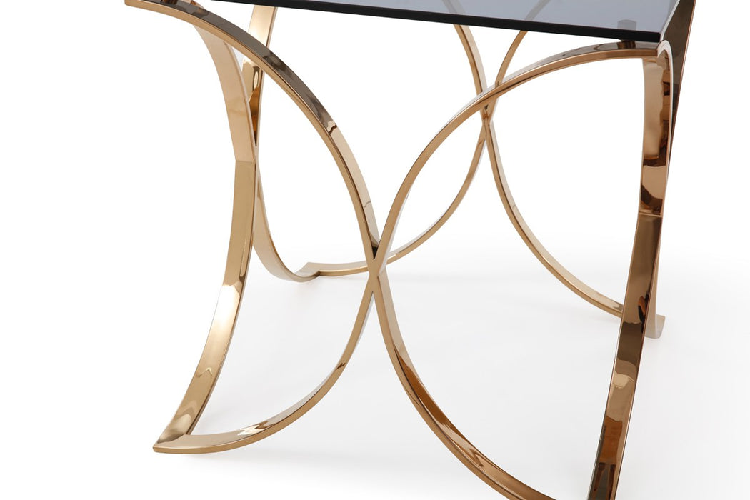 VIG Furniture - Modrest Reklaw Modern Smoked Glass & Rosegold End Table - VGVCET836 - GreatFurnitureDeal