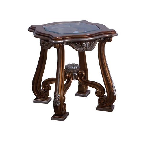 European Furniture - Augustus II Luxury Side Table in Light Gold & Antique Silver - 37059-ET - GreatFurnitureDeal