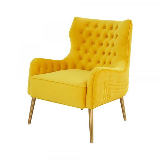 VIG Furniture - Modrest Everly Contemporary Velvet Yellow Accent Chair - VGRHRHS-AC-741-CH - GreatFurnitureDeal