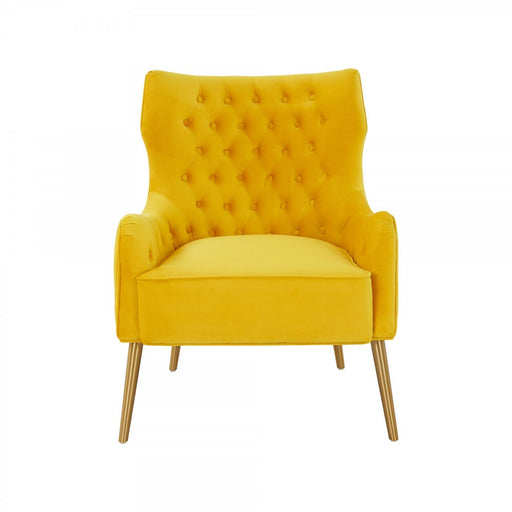 VIG Furniture - Modrest Everly Contemporary Velvet Yellow Accent Chair - VGRHRHS-AC-741-CH - GreatFurnitureDeal