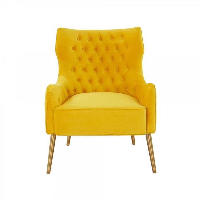 VIG Furniture - Modrest Everly Contemporary Velvet Yellow Accent Chair - VGRHRHS-AC-741-CH