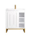 James Martin Furniture - Alicante' 24" Single Vanity Cabinet, Glossy White, Radiant Gold w/White Glossy Composite Countertop - E110V24GWRGDWG - GreatFurnitureDeal