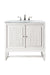 James Martin Furniture - Athens 30" Single Vanity Cabinet, Glossy White, w- 3 CM Arctic Fall Solid Surface Countertop - E645-V30-GW-3AF - GreatFurnitureDeal