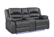 GFD Home - Martin 3 Pc Manual Reclining Sofa set finished with Faux Leather/ Wood in Gray - GreatFurnitureDeal