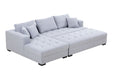 GFD Home - Tufted Fabric 3-Seat L-Shape Sectional Sofa Couch Set w/Chaise Lounge, Ottoman Coffee Table Bench, Light Grey - GreatFurnitureDeal