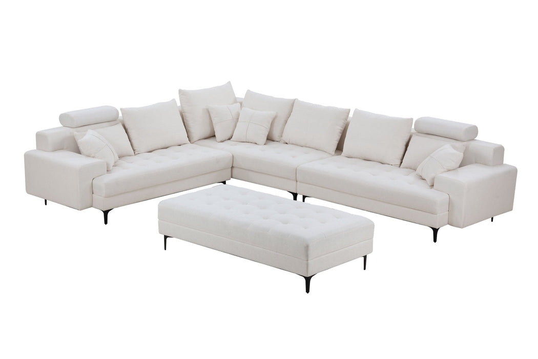 GFD Home - Sectional Sofa Couch,144'' Wide Reversible L-Shaped Sofa Couch Set  with Ottoman for Living Room Apartment Home Hotel - GreatFurnitureDeal