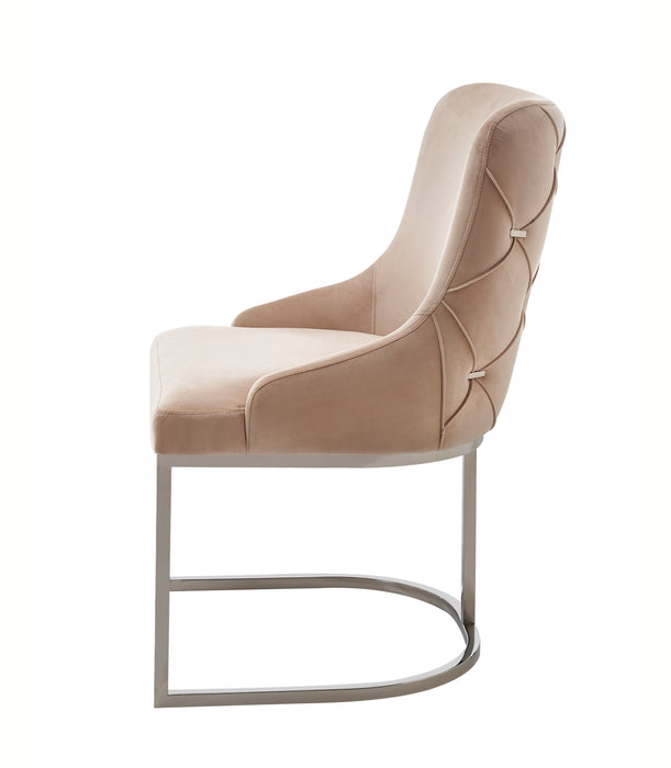GFD Home - Modrest Daria Modern Beige Velvet and Stainless Steel Dining Chair Set of 2 - GreatFurnitureDeal