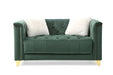 GFD Home - Russell Tufted Upholstery 2 Pc Living Room Set Finished in Velvet Fabric in Green - GreatFurnitureDeal