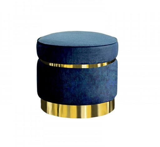VIG Furniture - Divani Casa Tenaya Modern Blue Velvet & Gold Ottoman - VGHKF3071-10-BLU - GreatFurnitureDeal