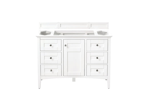 James Martin Furniture - Palisades 48" Single Vanity, Bright  White, w- 3 CM Grey Expo Quartz Top - 527-V48-BW-3GEX - GreatFurnitureDeal