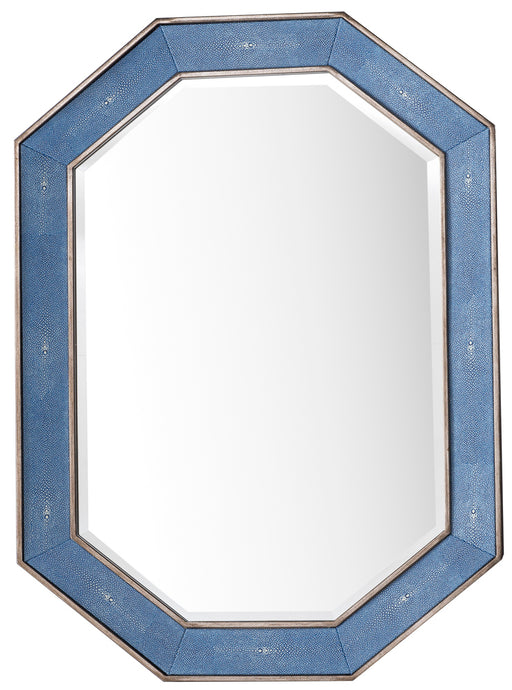 James Martin Furniture - Tangent 30" Mirror, Silver w- Delft Blue - 963-M30-SL-DB - GreatFurnitureDeal