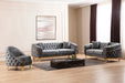 GFD Home - Vanessa Sofa Living room Set in Grey and Gold with Fabric button-tufted velvet upholstery Finish - GreatFurnitureDeal