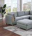 GFD Home - Living Room Furniture 8pc Sectional Sofa Set Light Grey Dorris Fabric Couch 3x Wedges 3x Armless Chair And 2x Ottomans - GreatFurnitureDeal