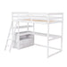 GFD Home - Twin Size Loft Bed with Desk and Shelves, Two Built-in Drawers, White (old SKU: GX000803AAK-1） - GreatFurnitureDeal