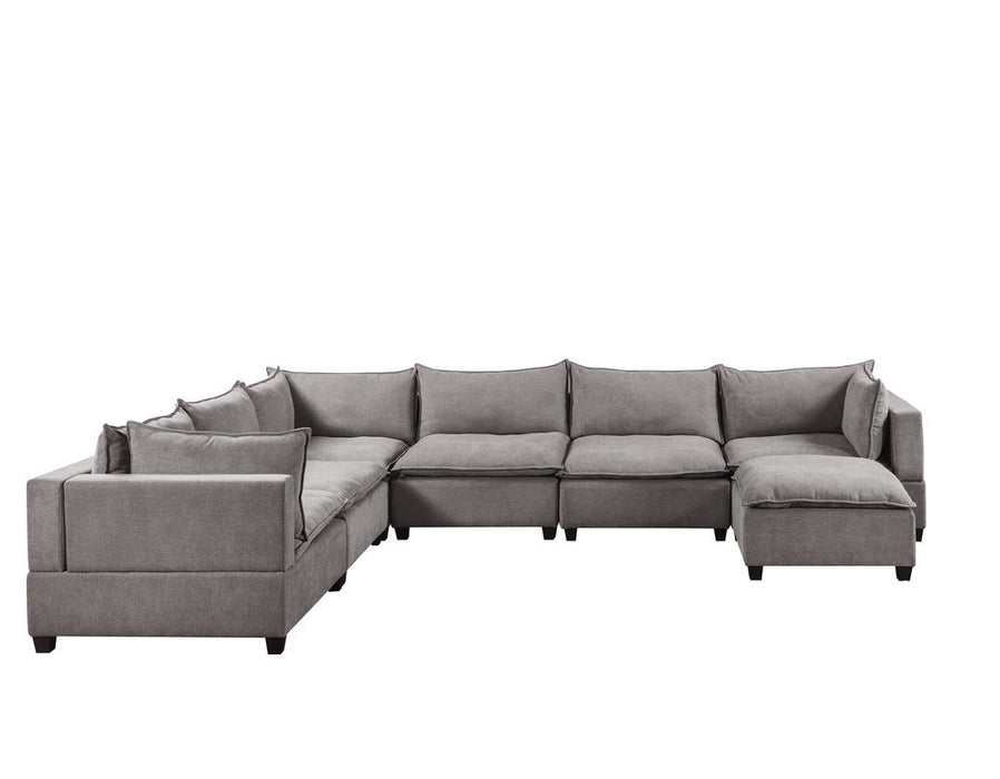 GFD Home - Madison Light Gray Fabric 7 Piece Modular Sectional Sofa Chaise - GreatFurnitureDeal