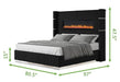 GFD Home - Lizelle Upholstery Wooden King Bed with Ambient lighting in Black Velvet Finish - GreatFurnitureDeal