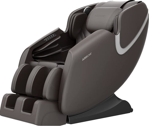 GFD Home - BOSSCARE Massage Chair Recliner with Zero Gravity, Full Body Airbag Massage Chair with Bluetooth Speaker, Foot Roller Brown - GreatFurnitureDeal