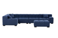 GFD Home - Modular Seating Sofa Couch L-Shaped Sectional sofa with Ottoman BLUE - GreatFurnitureDeal