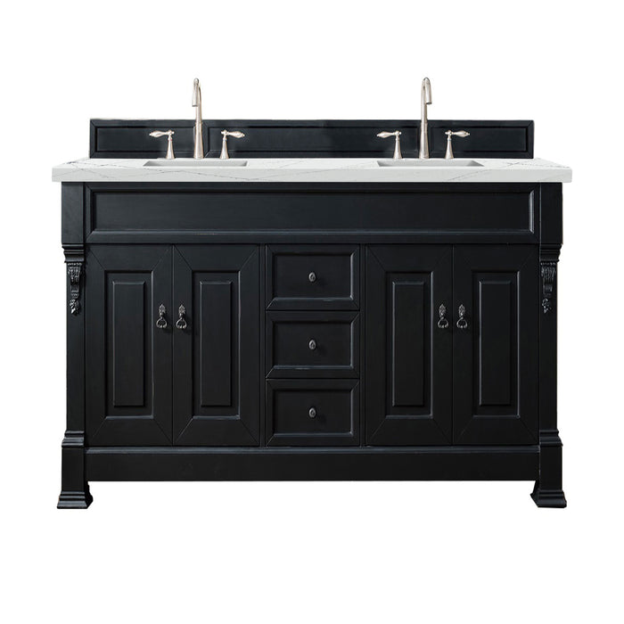 James Martin Furniture - Brookfield 72" Antique Black Double Vanity w/ 3 CM Ethereal Noctis Quartz Top - 147-114-5731-3ENC - GreatFurnitureDeal