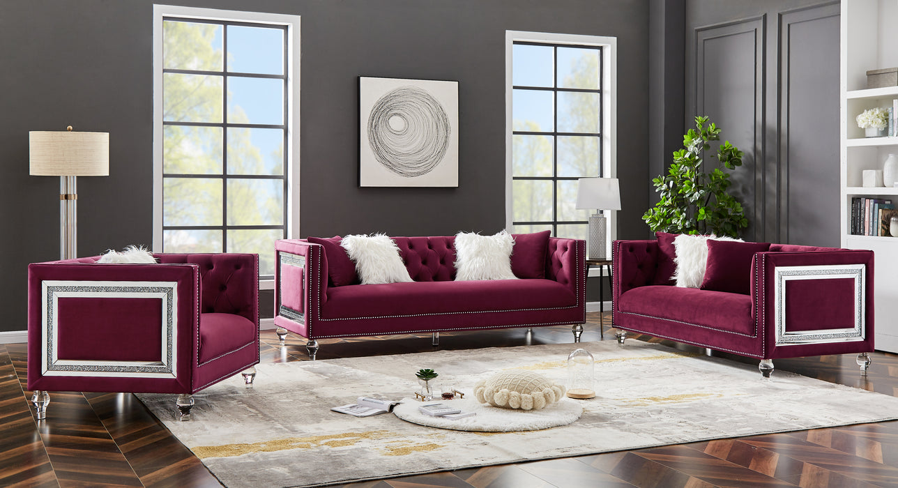 GFD Home - red dutch velvet\n1+2+3 Combination Sofa - GreatFurnitureDeal