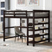 GFD Home - Full Size Loft Bed with Storage Shelves and Under-bed Desk, Espresso(OLD SKU:SM000246AAP-1) - GreatFurnitureDeal