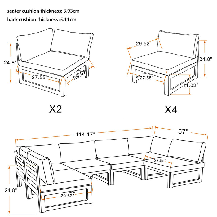 GFD Home - Outdoor sofa 6 pieces - GreatFurnitureDeal