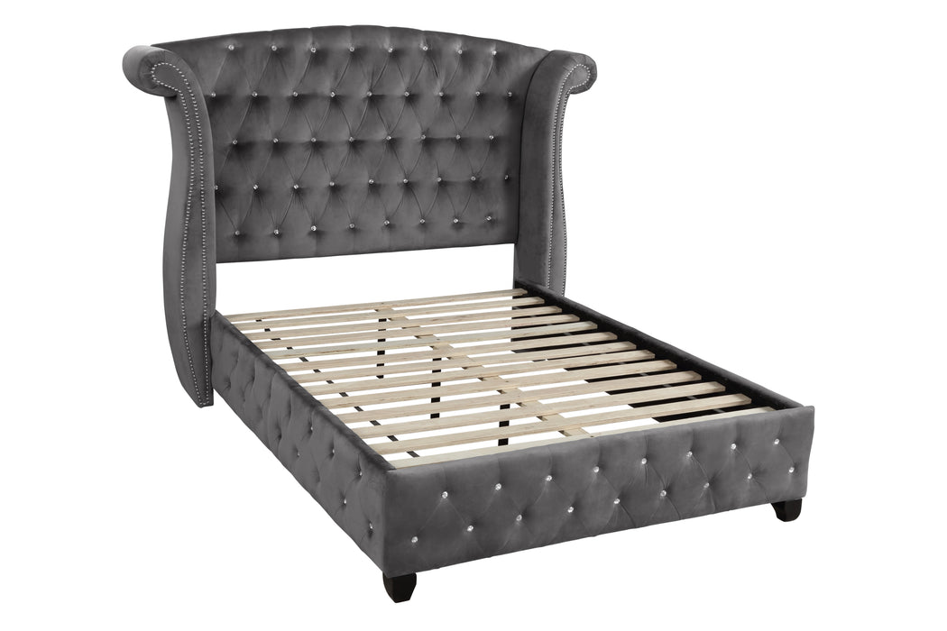 GFD Home - Sophia King Bed Gray - GreatFurnitureDeal