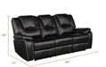 GFD Home - Hong Kong 3 Piece Power Reclining Sofa Set made with Faux Leather in Black - GreatFurnitureDeal