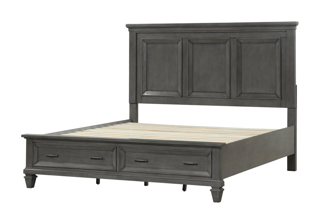 GFD Home - Hamilton King 5 Piece Storage Bedroom Set in Gray made with Engineered Wood - GreatFurnitureDeal