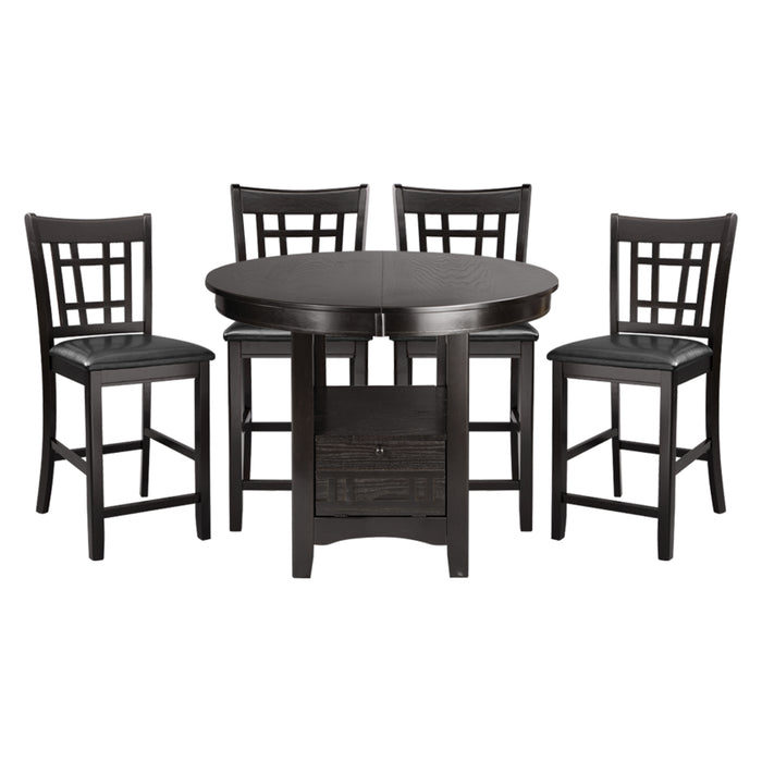 GFD Home - Traditional Design Dark Cherry Finish Counter Height Dining Set 5pc Table w Extension Leaf and 4 Counter Height Chairs - GreatFurnitureDeal