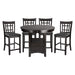 GFD Home - Traditional Design Dark Cherry Finish Counter Height Dining Set 5pc Table w Extension Leaf and 4 Counter Height Chairs - GreatFurnitureDeal