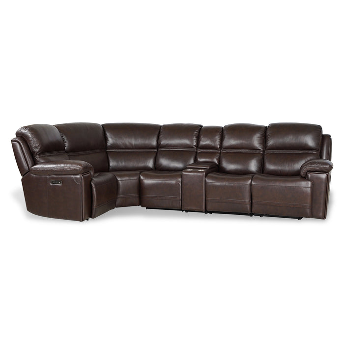 GFD Home - Timo Top Grain Leather Modular Power Sectional Sofa | Adjustable Headrest | Cross Stitching - GreatFurnitureDeal