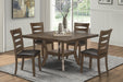 GFD Home - Transitional Dining Room Furniture 5pc Dining Set Table w Self-Storing Leaf and 4x Side Chairs Brown Finish Wooden Furniture - GreatFurnitureDeal