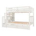 GFD Home - Full Over Full Bunk Bed with Shelves and 6 Storage Drawers, White(Old SKU：LP000046AAK) - GreatFurnitureDeal