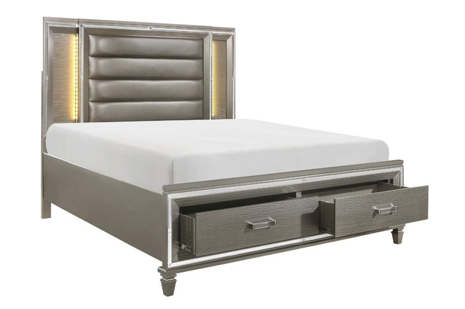 Homelegance - Tamsin Queen Platform Bed With Footboard Storage, LED Lighting - 1616-1