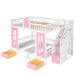 GFD Home - Full-Over-Full Bunk Bed with Changeable Table , Bunk Bed Turn into Upper Bed and Down Desk - Pink - GreatFurnitureDeal