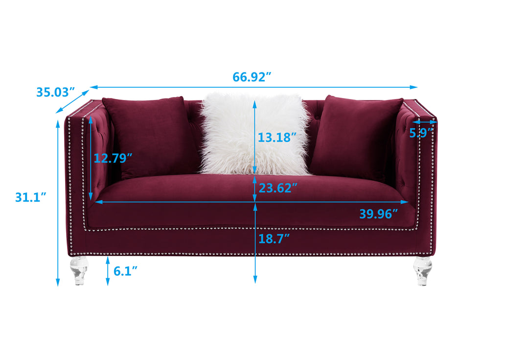 GFD Home - red dutch velvet\n1+2+3 Combination Sofa - GreatFurnitureDeal