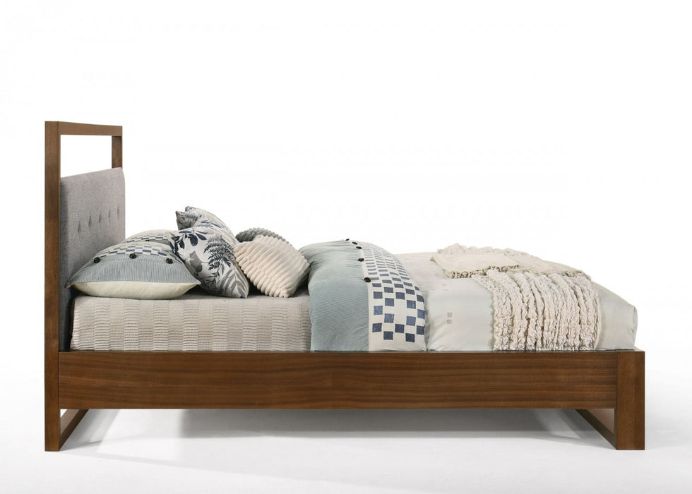 VIG Furniture - Nova Domus Falcor - Modern Grey Fabric & Walnut Veneer Bed - VGMABR-107-BED