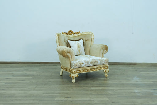European Furniture - Fantasia Chair in Gold-Off White - 40015-C - GreatFurnitureDeal