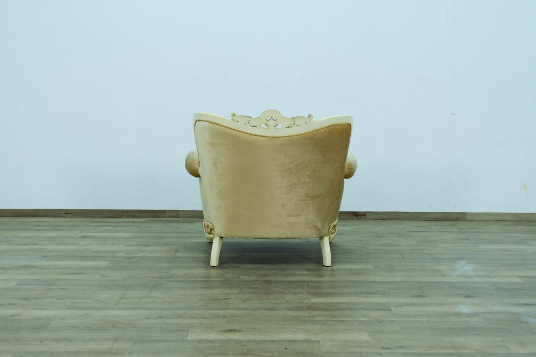 European Furniture - Fantasia Chair in Gold-Off White - 40015-C