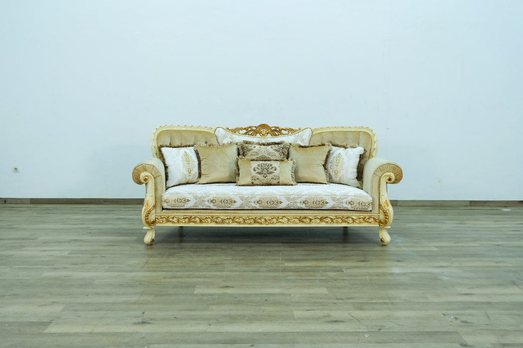 European Furniture - Fantasia Sofa in Gold-Off White - 40015-S - GreatFurnitureDeal