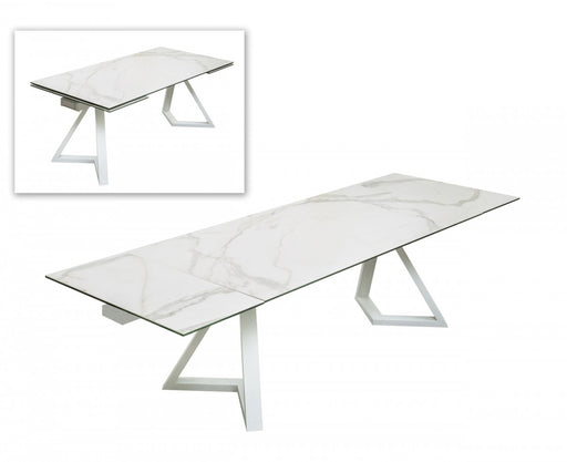VIG Furniture - Modrest Farrell Modern White Ceramic Extendable Dining Table - VGYFDT8765-3C-WHT-DT - GreatFurnitureDeal